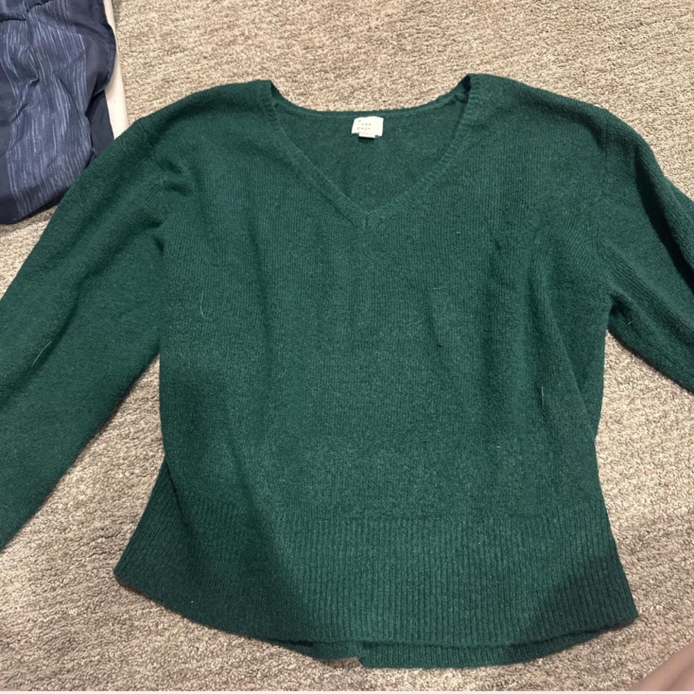 a new day Deep Green V-Neck Sweater